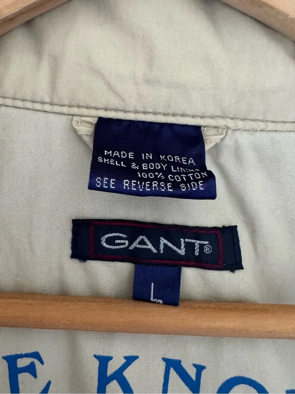 Gant Vintage Beige Sailing Windbreaker with Blue and Burgundy Trim - L